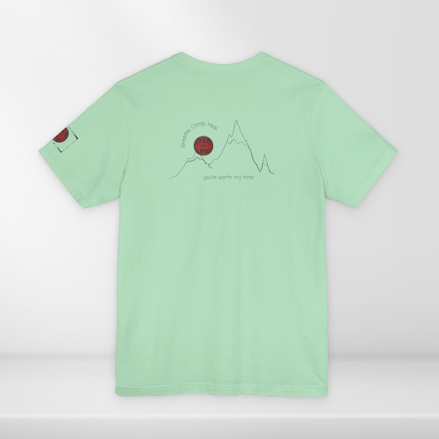 (d12055) Breathe. Climb. Heal. (mountains) short sleeve