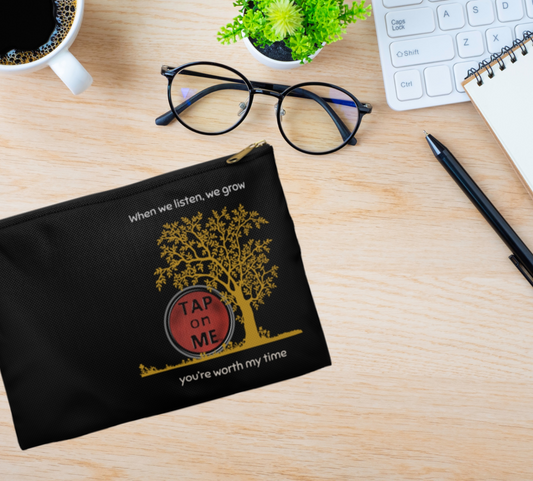 (f50707) When we listen, we grow (tree) zipper pouch