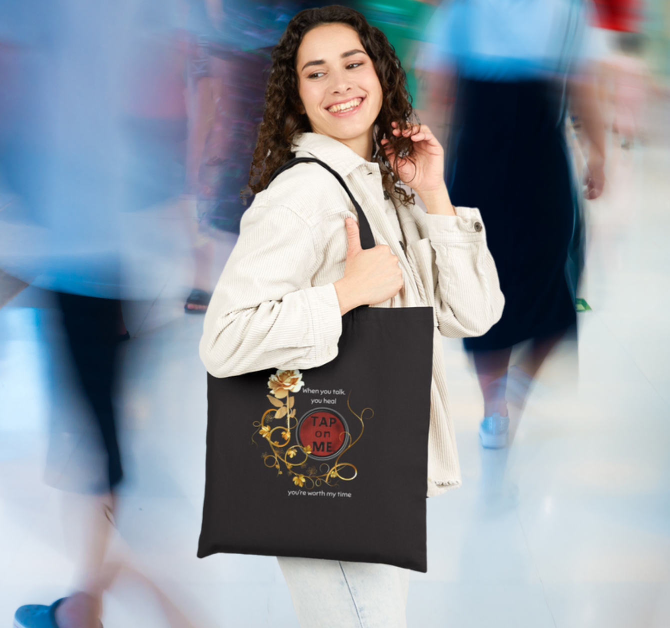 (f50709) When you talk, you heal (rose) tote bag