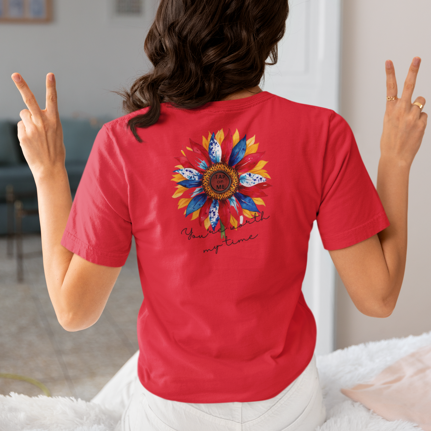 (e11332) You're worth my time (patriotic flower) short sleeve