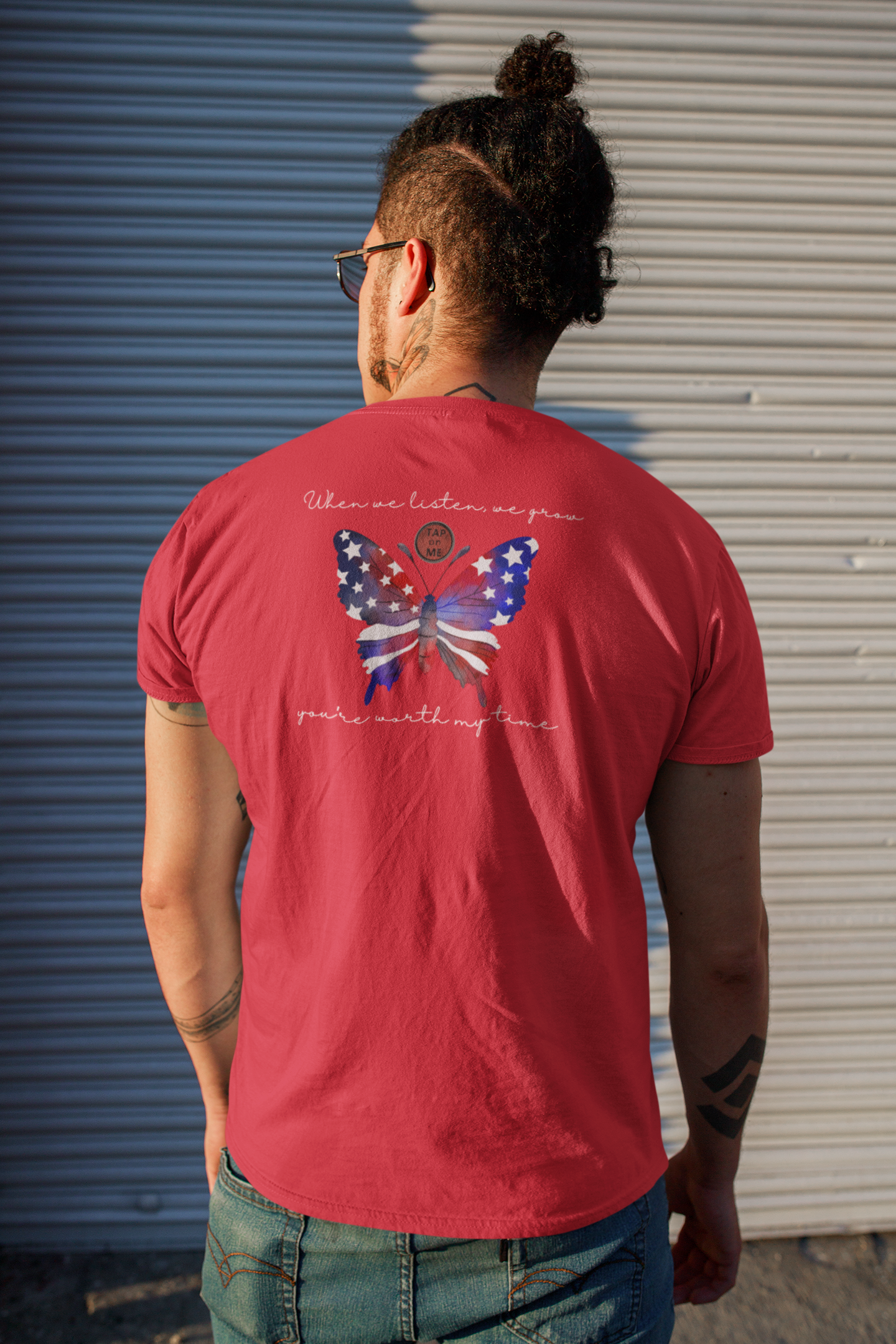 (e11335) You're worth my time (patriotic butterfly) short sleeve