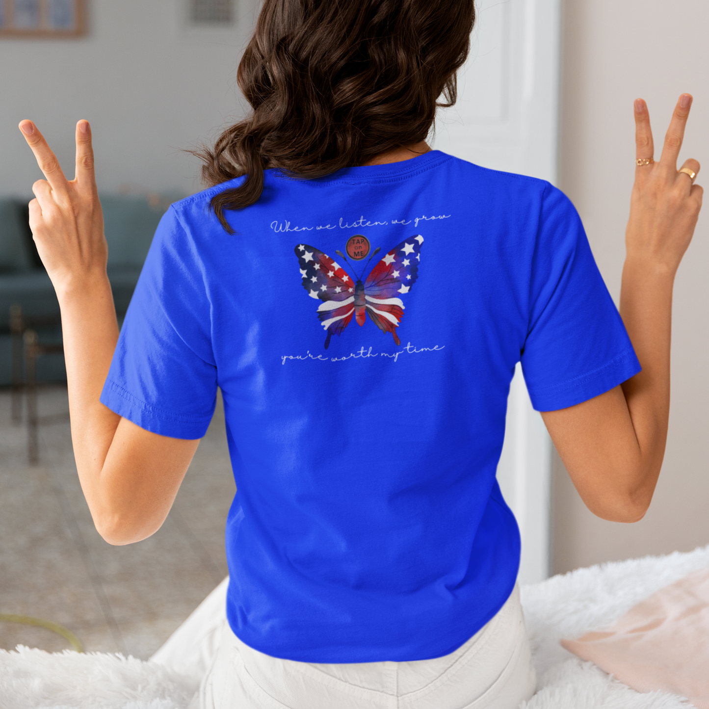 (e11335) You're worth my time (patriotic butterfly) short sleeve