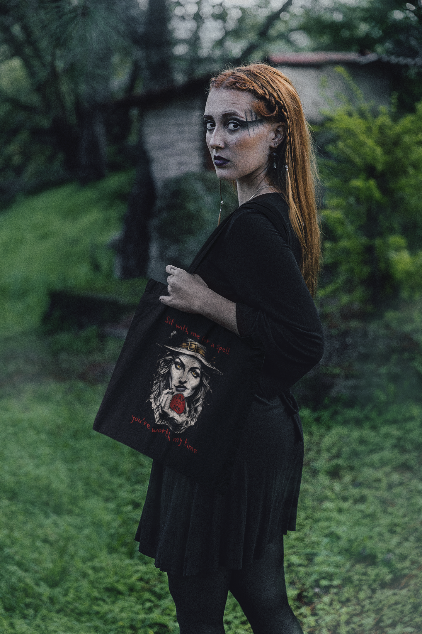 (e51436) Sit with me for a spell (witch) tote bag