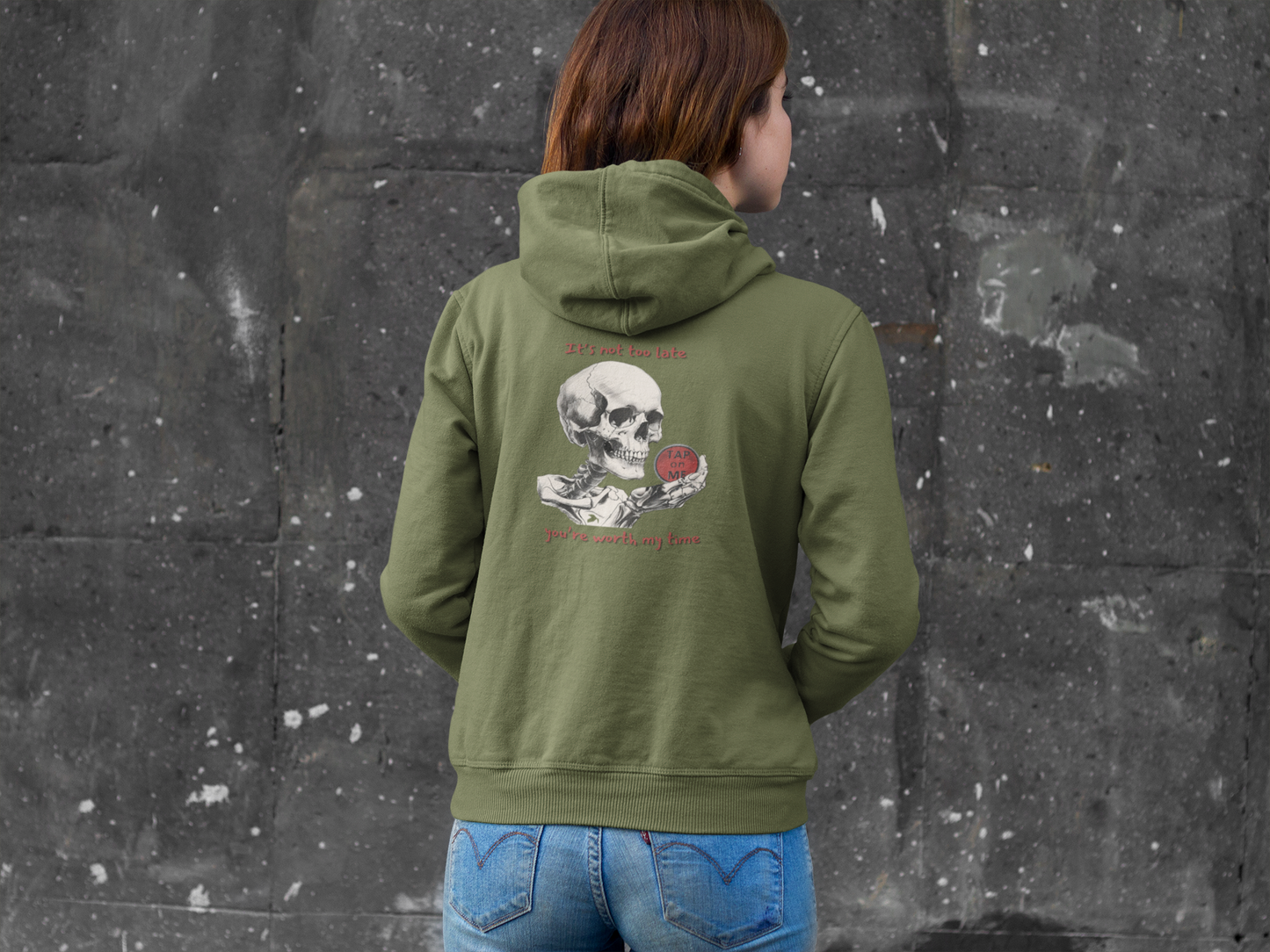(e31439) It's not too late (skeleton) heavy hoodie