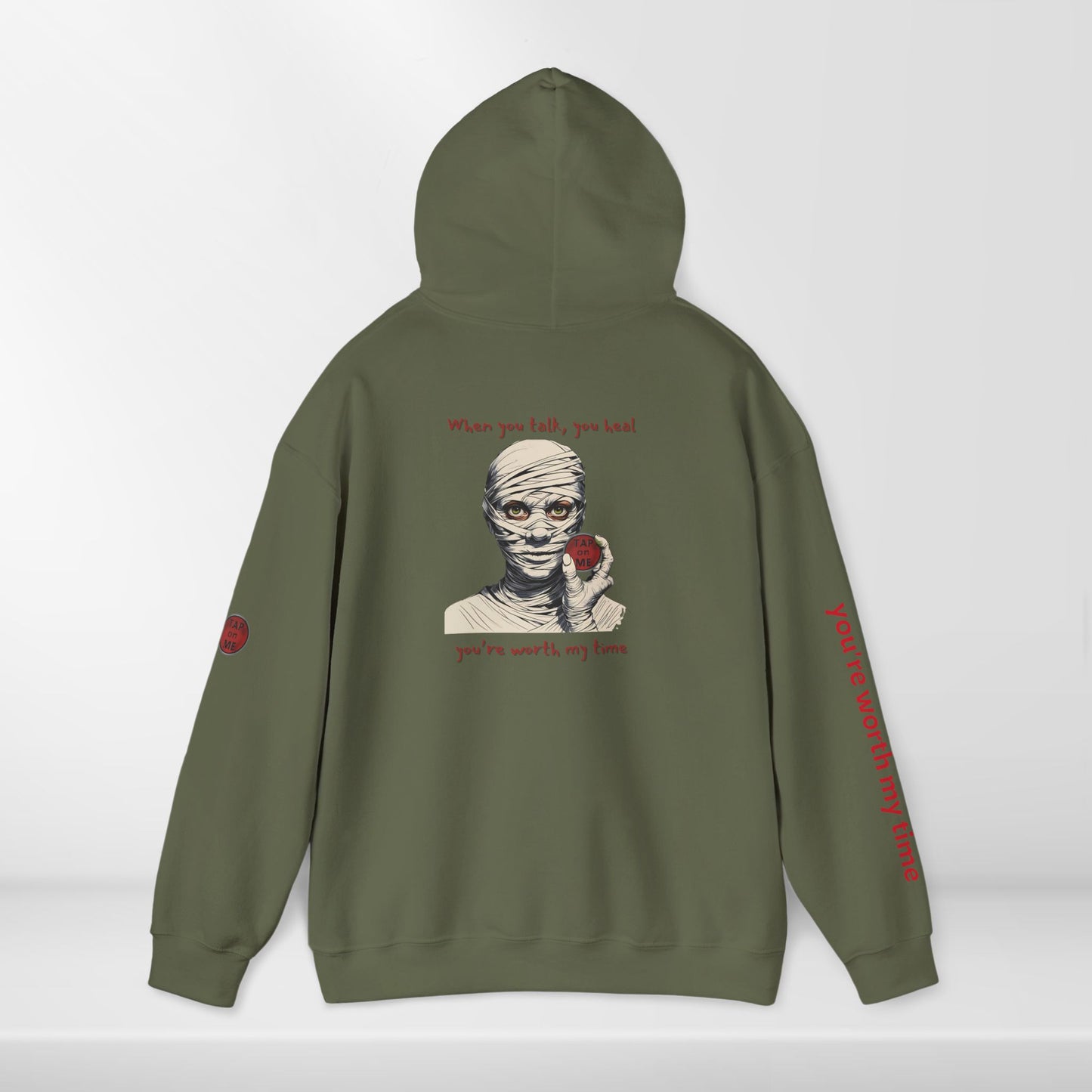 (e31437) When you talk, you heal (mummy) heavy hoodie