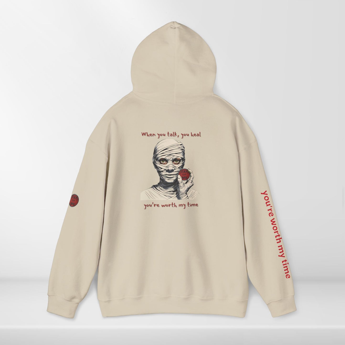 (e31437) When you talk, you heal (mummy) heavy hoodie