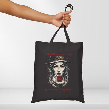 (e51436) Sit with me for a spell (witch) tote bag