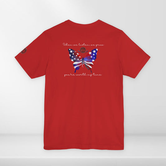 (e11335) You're worth my time (patriotic butterfly) short sleeve