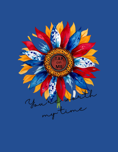 (e11332) You're worth my time (patriotic flower) short sleeve