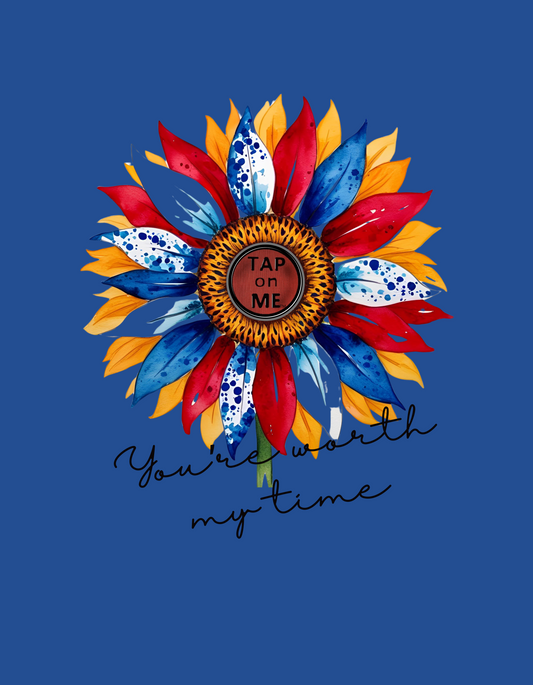 (e11332) You're worth my time (patriotic flower) short sleeve