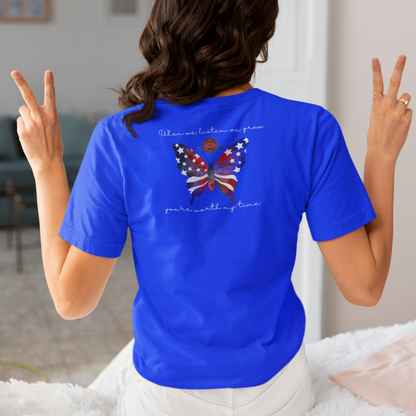 (e11335) You're worth my time (patriotic butterfly) short sleeve