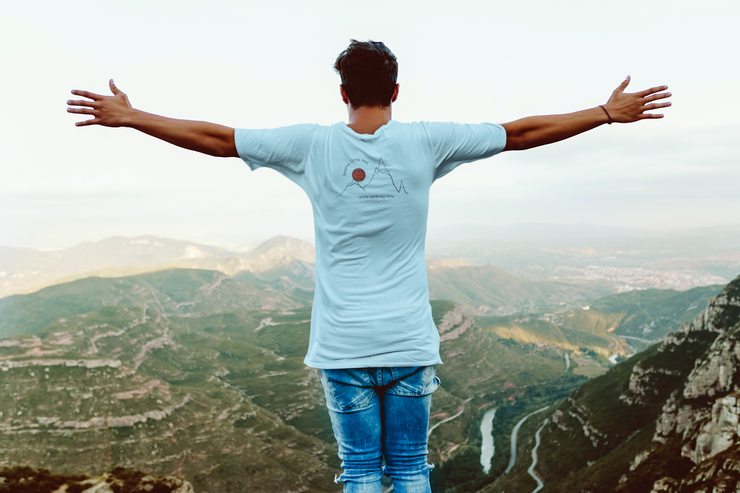 (d12055) Breathe. Climb. Heal. (mountains) short sleeve