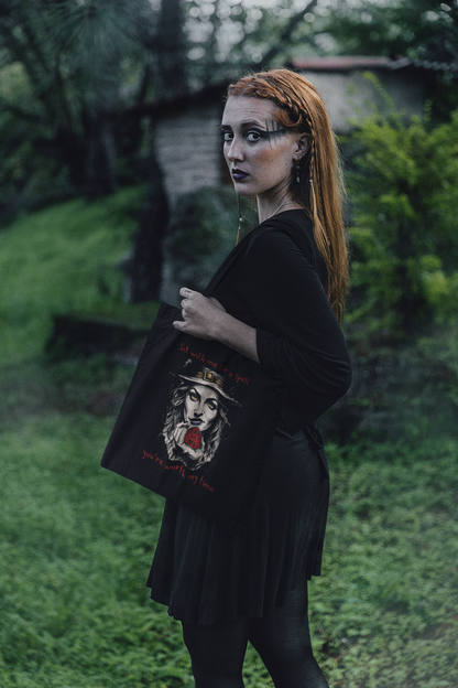 (e51436) Sit with me for a spell (witch) tote bag