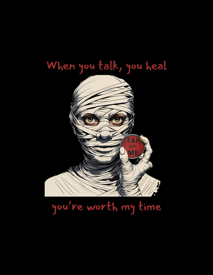 (e31437) When you talk, you heal (mummy) heavy hoodie