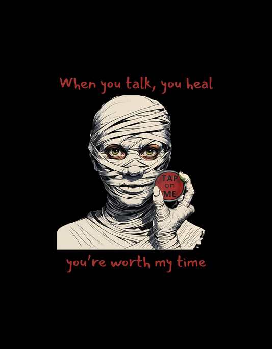 (e31437) When you talk, you heal (mummy) heavy hoodie