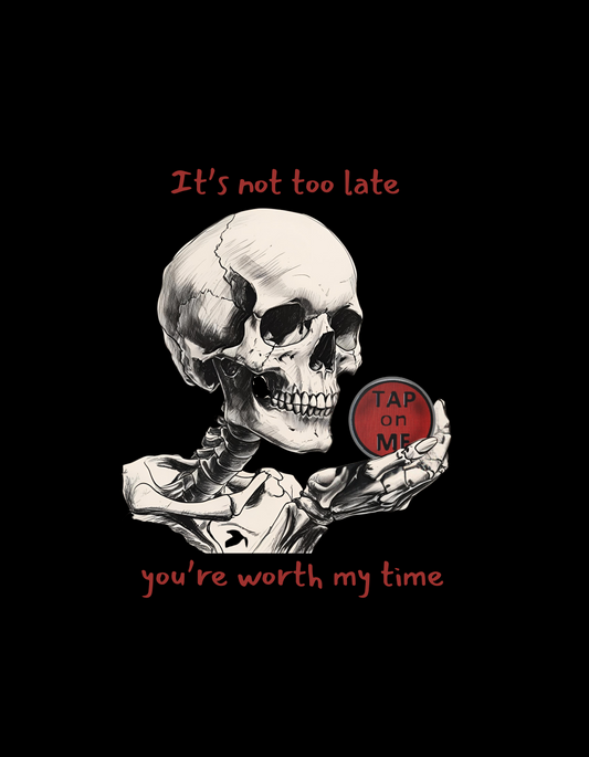 (e31439) It's not too late (skeleton) heavy hoodie