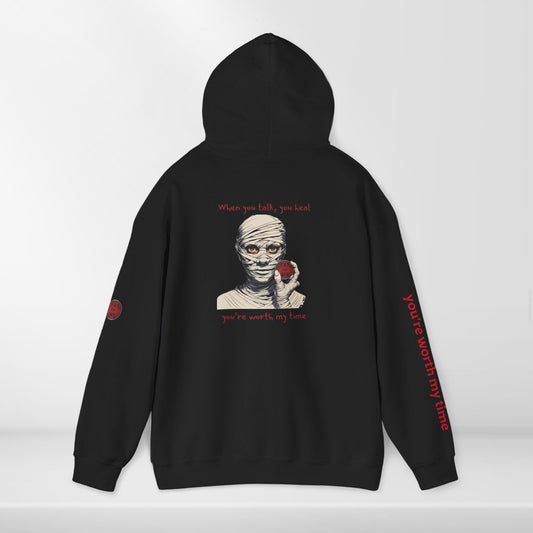 (e31437) When you talk, you heal (mummy) heavy hoodie