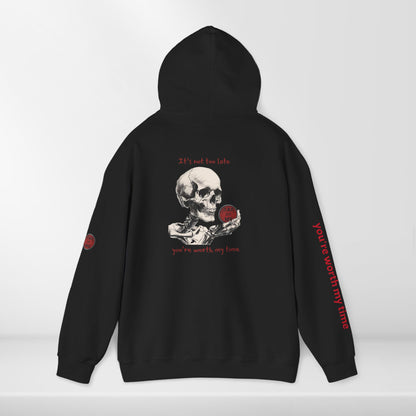 (e31439) It's not too late (skeleton) heavy hoodie
