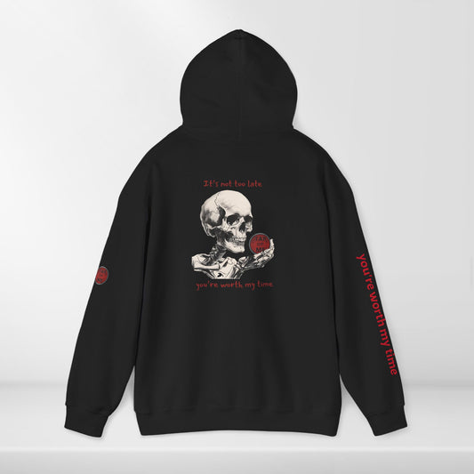 (e31439) It's not too late (skeleton) heavy hoodie