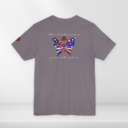 (e11335) You're worth my time (patriotic butterfly) short sleeve